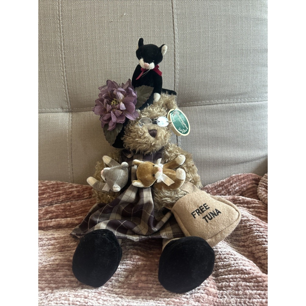 Cat Crazy The Bearington Collection Ima Spinster Style #1378 Vinatge Teddy Bear